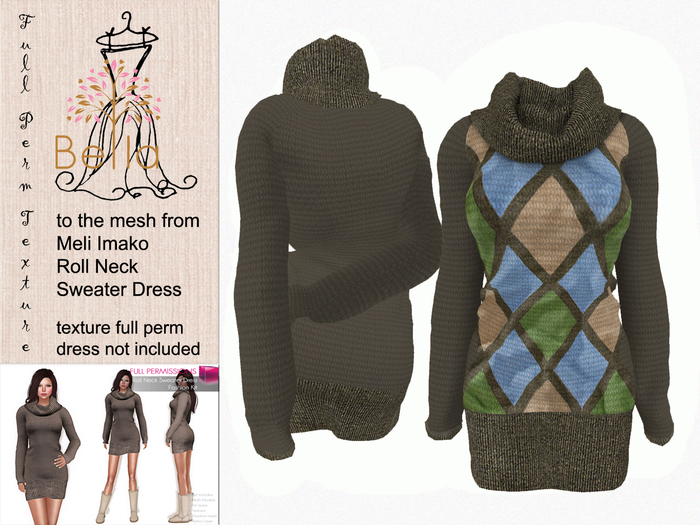 BELLA texture full perm - MI86817 - Roll Neck Sweater Dress 7