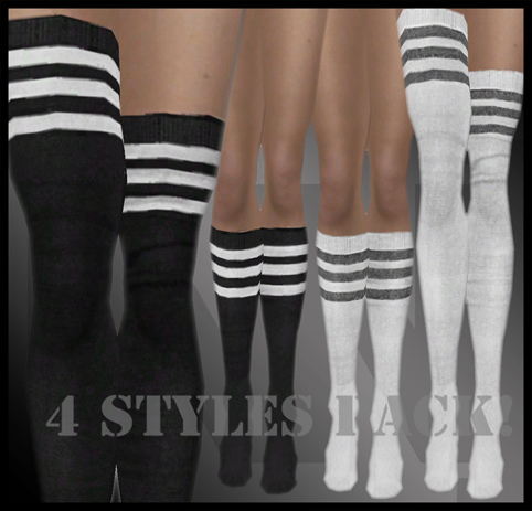 [nn] -STRIPED STOCKINGS  -black&white