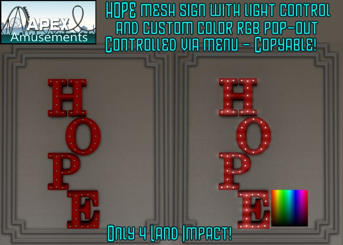 Hope - Mesh Display - Light on/off - Custom Unlimited colors!
