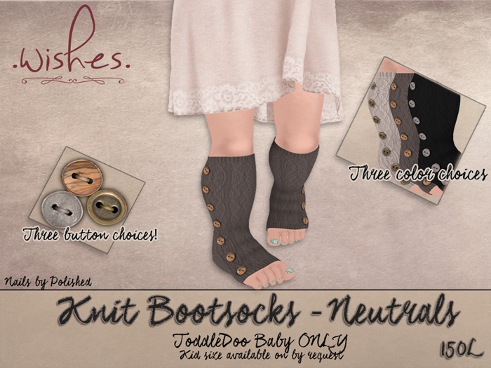 .Wishes. ~ Knit Bootsocks ~ Neutral {add me}