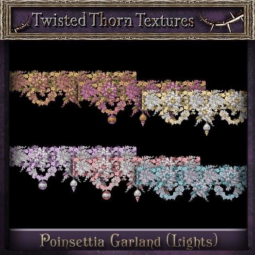 Second Life Marketplace - Nighty's Poinsettia Garland Textures Set 3 ...