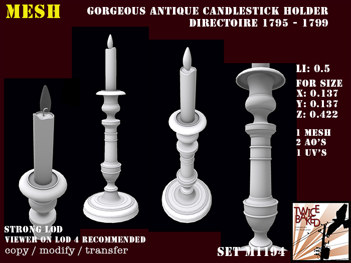 "TB" Antique Candlestick holder (Directoire 1795-1799) M1194