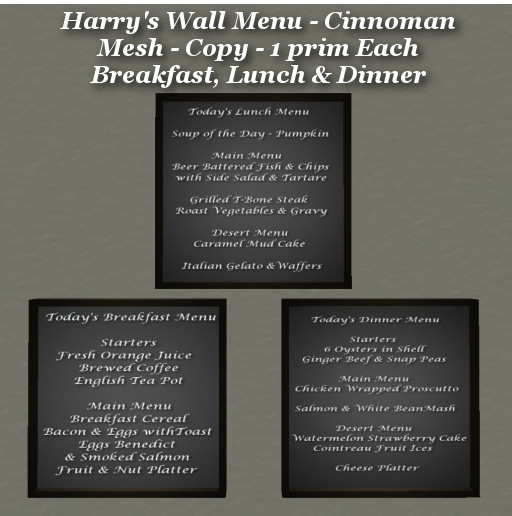 Harry's Wall Menus Cinnamon