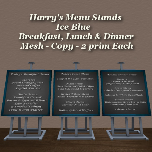 Harry's Menu Stands Ice Blue