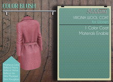 Addams "Virginia" Womens Wool Coat -Maitreya,Belleza,Slink-Fit Mesh Coat- Blush