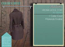 Addams "Virginia" Womens Wool Coat -Maitreya,Belleza,Slink-Fit Mesh Coat- Coffee