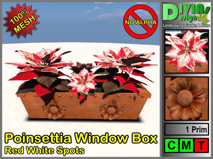 Poinsettia Window Box Red White Spots