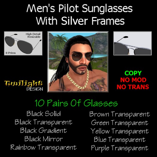 TDF002 Men's Silver Rimmed Pilot Sunglasses Collection [Boxed]
