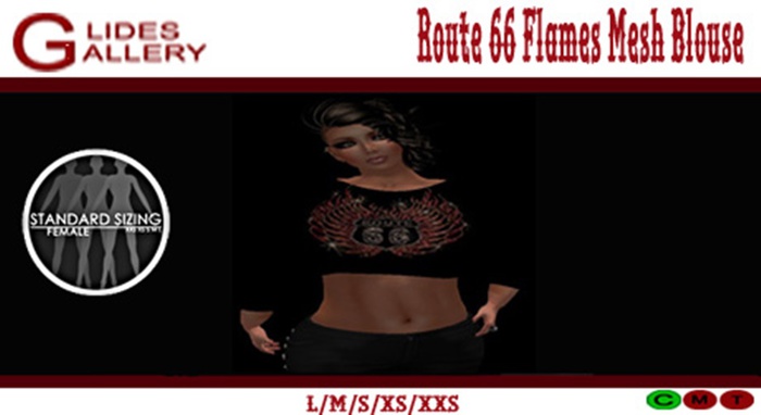 Route 66 Flames Mesh Blouse