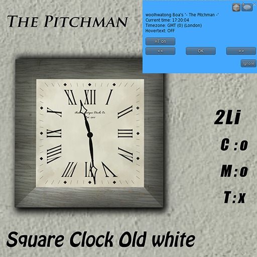 - The Pitchman - Square Clock Old white