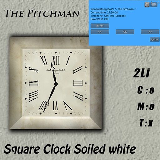 - The Pitchman - Square Clock Soiled white