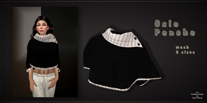 LUZ - Oslo poncho black and white - vendor