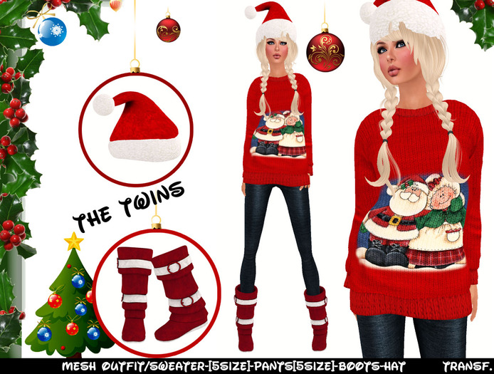 Second Life Marketplace - Female Christmas Outfit - [Twins - 7 ...