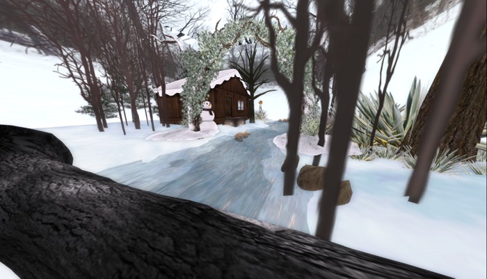 winter forest skybox with cabin
