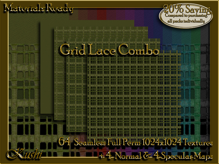 Grid Lace COMBO Fabric Seamless Textures 