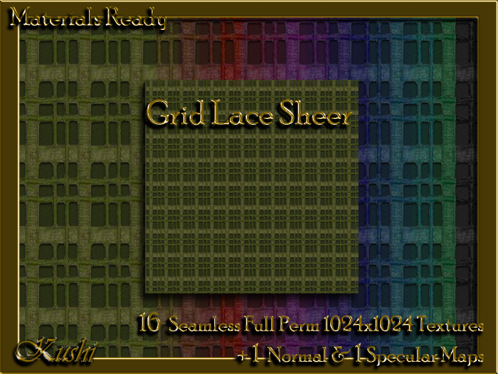 !Kushi! GridLaceSHEER Textures -WEAR TO UNPACK