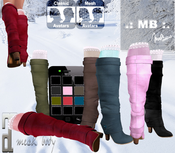 .: MB :. Boots  with Cuffs - w/HUD +resize unrigged Maitreya