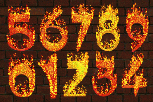 Sanna FATPACK Fiery Flaming Numbers 0-9 (20 Textures) MP