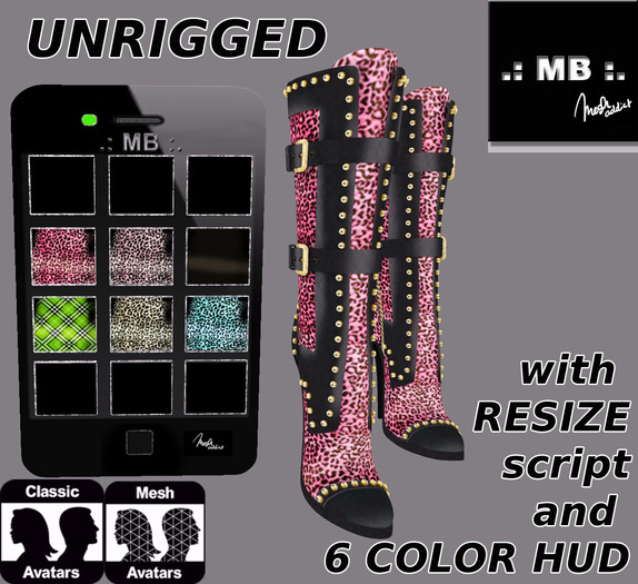 .: MB : studded Boots  Belt w/HUD unrigged Classic AV/Maitreya