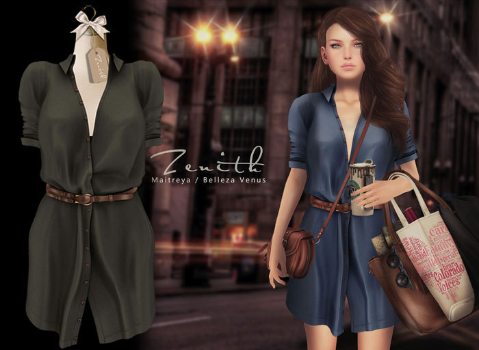 =Zenith=Autumn Shirt with Belt (Khaki)