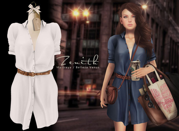 =Zenith=Autumn Shirt with Belt (White)