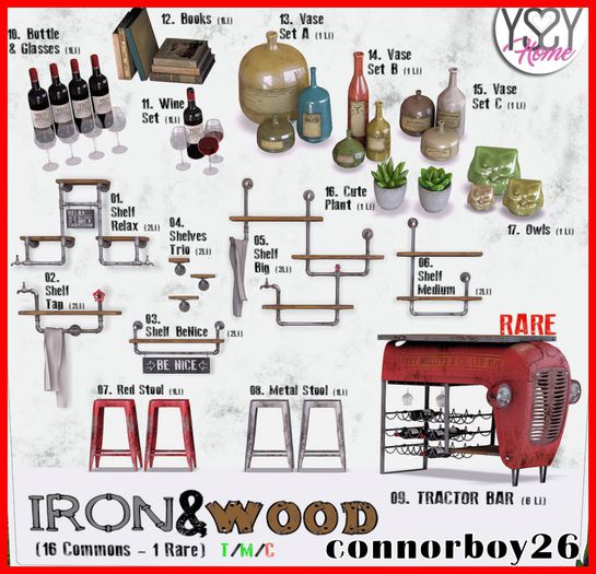 Second Life Marketplace YS&YS IRON AND WOOD FULL SET COMPLETE TRACTOR