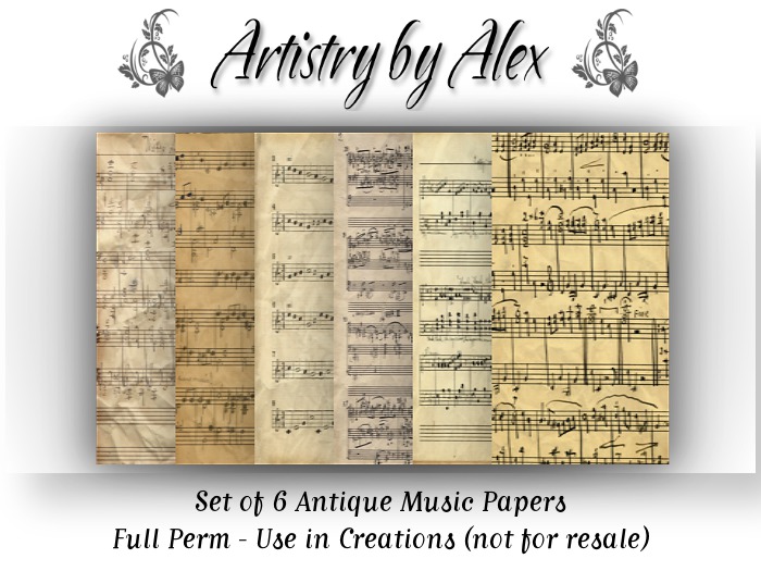 Artistry by Alex - Set of 6 Music Sheets