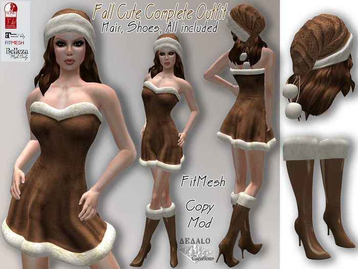 Fall Cute Complete Outfit - FitMesh - Hair and Shoes Included