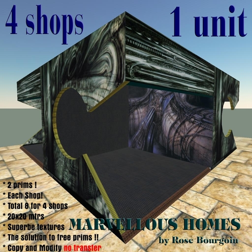4 SHOPS 1 UNIT with GIGER TEXTURE