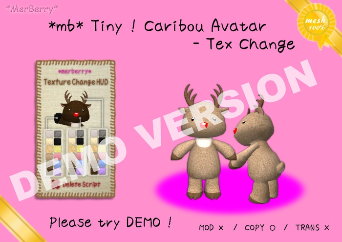 //DEMO//*mb* Tiny ! Caribou Avatar - Tex Change//DEMO//