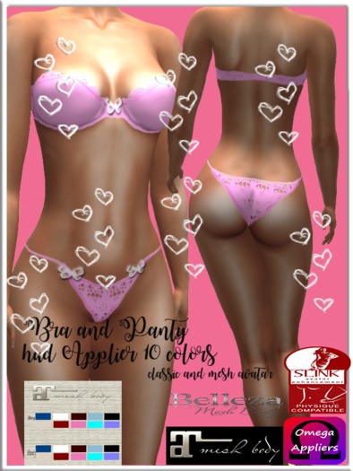 BRA AND PANTY HUD APPL 10 COLORS