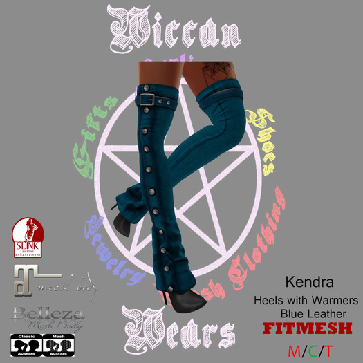 ~WW~ Kendra Blue Leather Warmers with Heels Fitmesh
