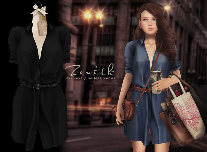 =Zenith=Autumn Shirt with Belt (Black)