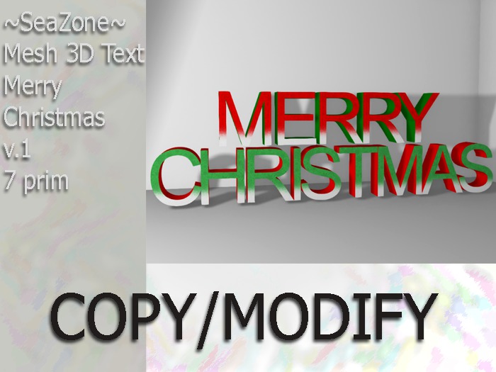~SeaZone~ Mesh 3D Text  Merry Christmas v.1