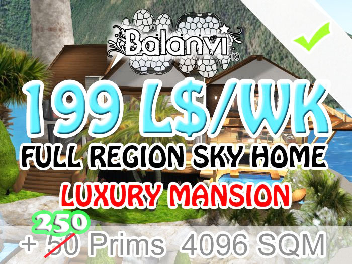 beautiful CORNER SKY HOME 199 L$ WK - 4096 SQM