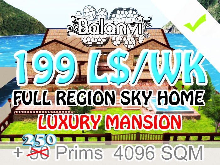 cheap private sky rental - 199 L$ WK - 4096 SQM
