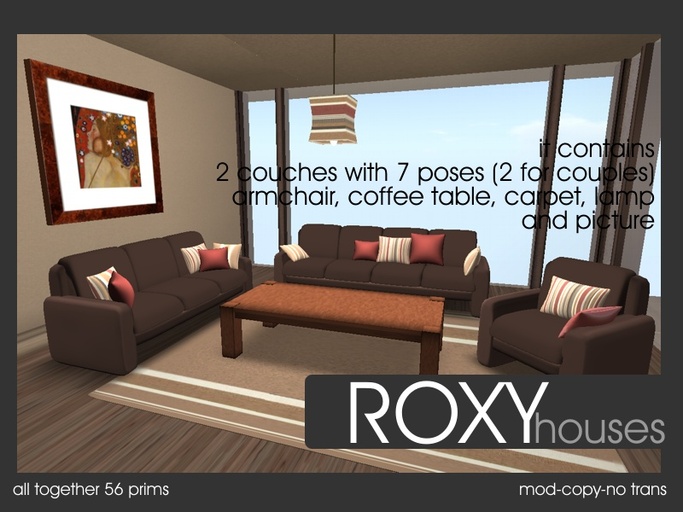 Second Life Marketplace ROXY furniture wooden living room