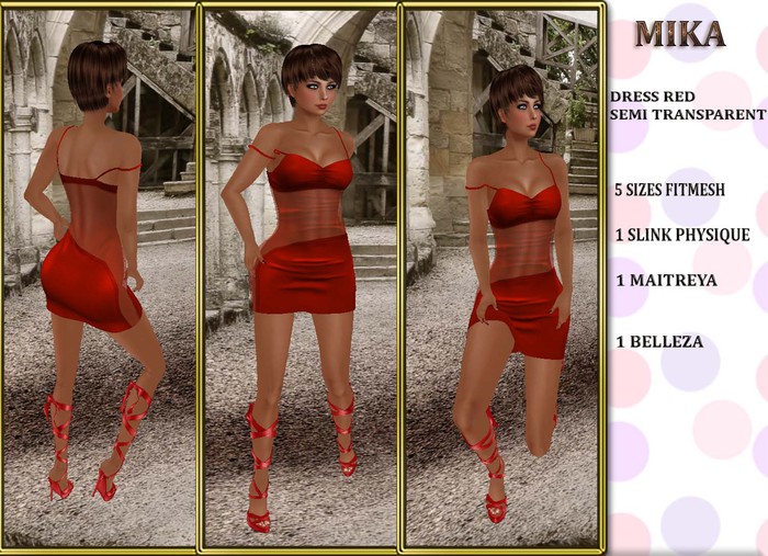 Mika, Short Dress Semitransparent Red