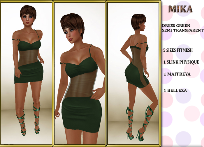 Mika. Short Dress Semitransparent Green