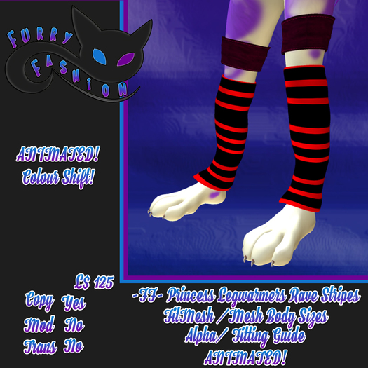 ~FF~ Princess Legwarmers Rave Stripes