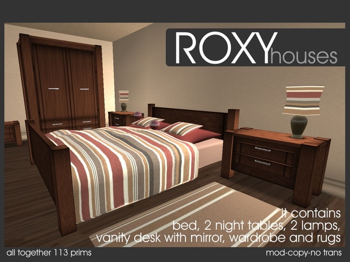 Second Life Marketplace ROXY furniture wooden bedroom