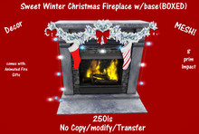 Sweet Winter Christmas Fireplace w/base(BOXED)