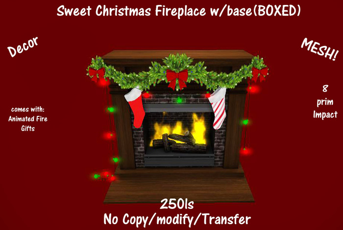 Sweet Christmas Fireplace w/base(BOXED)