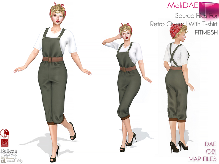 Dae Obj Texture Files For MI Retro Overall With T-Shirt