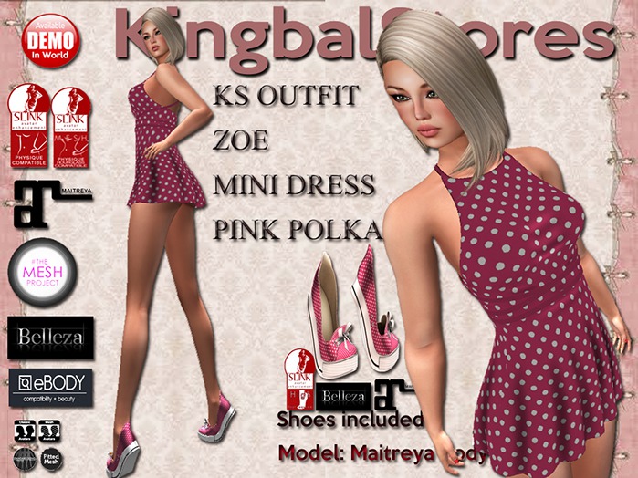 KS OUTFIT ZOE MINI DRESS PINK POLKA