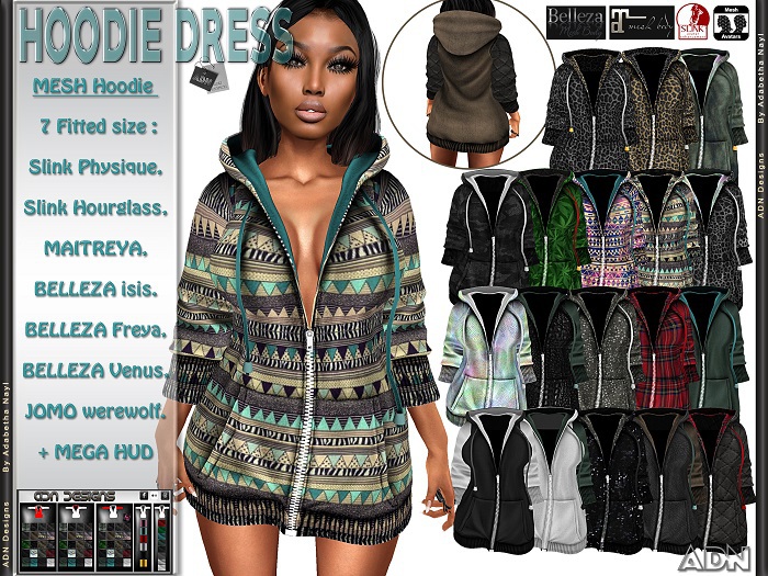 [AdN] demo HOODIE DRESS (MAITREYA BELLEZA SLINK JOMO werewolf)