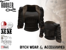 H00KER - ZOE Leather Jacket black/tan for Maitreya, Belleza, Slink, TMP, Standard