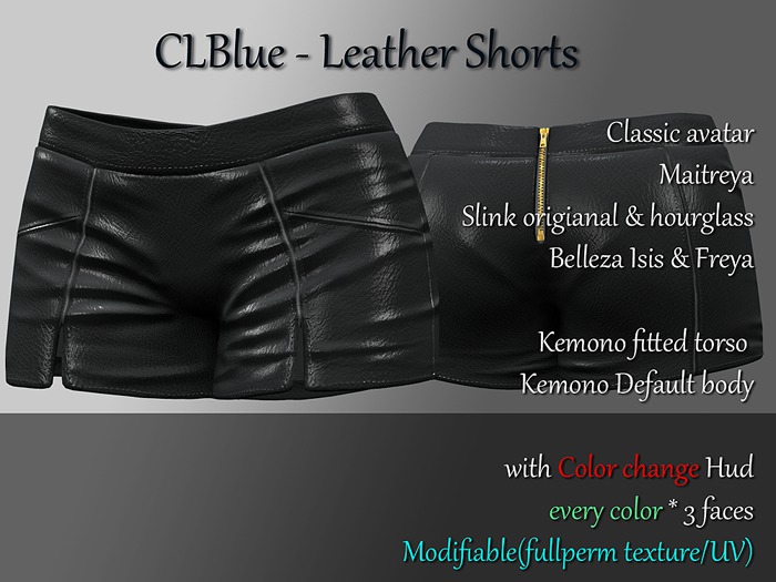 CLBlue-Leather Shorts