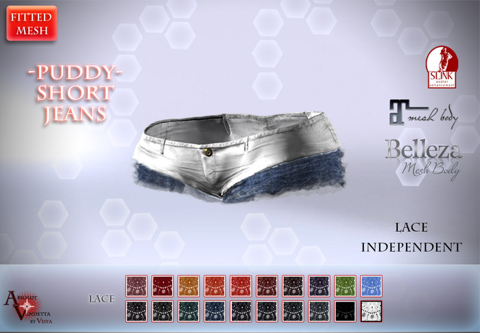 Absolut Vendetta -@Puddy Shorts JEANS*WHITE