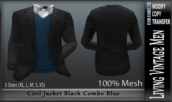 LVM Civil Jacket Black Combo Blue